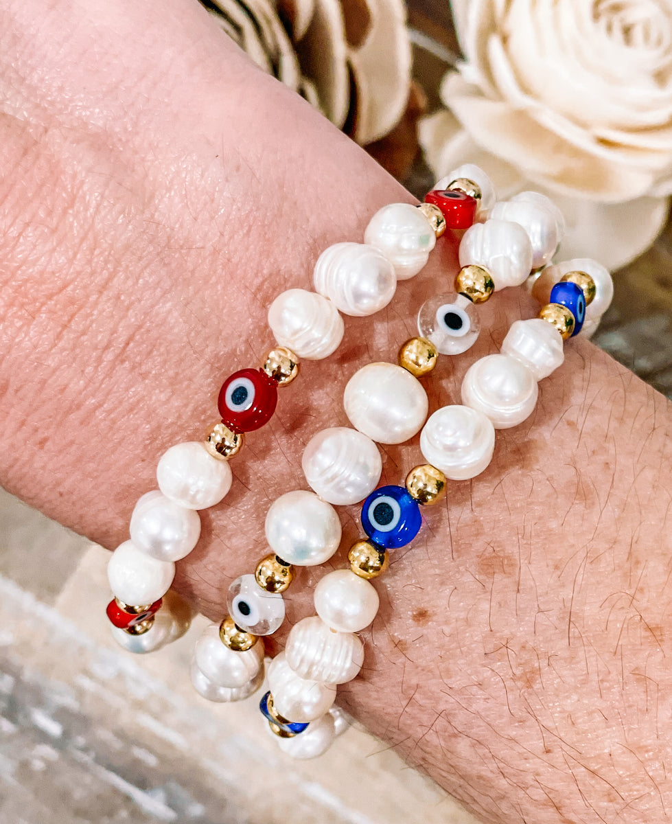 Evil eye clearance pearl bracelet